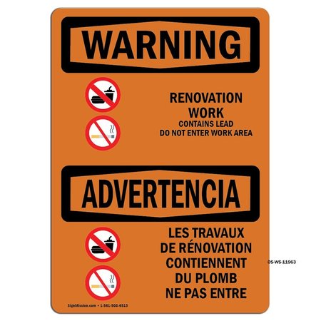 SIGNMISSION Sign, 18" H, 24" W, Aluminum, International-OSHA-Construction-Sign-OWI-13027-FRENCH1000, Landscape OS-WS-A-1824-L-11963